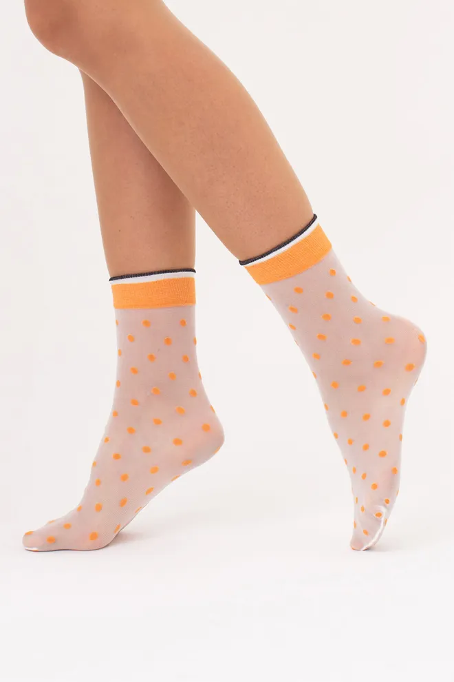 Шкарпетки жіночі класичні в горошок NN-15 calzino Giulia (white/orange), білий/помаранчевий
