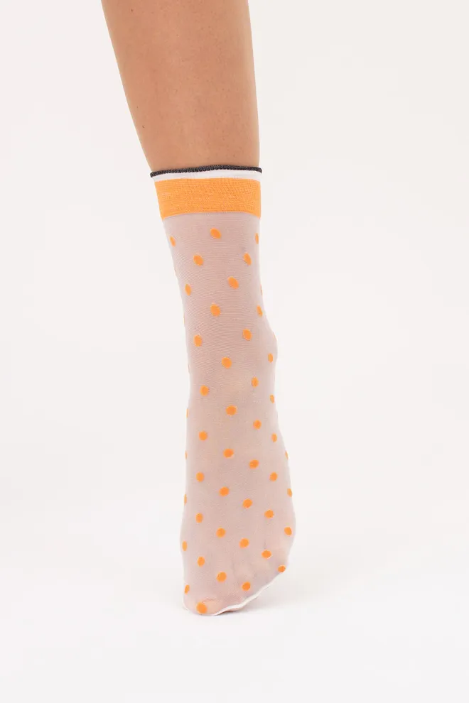 Шкарпетки жіночі класичні в горошок NN-15 calzino Giulia (white/orange), білий/помаранчевий