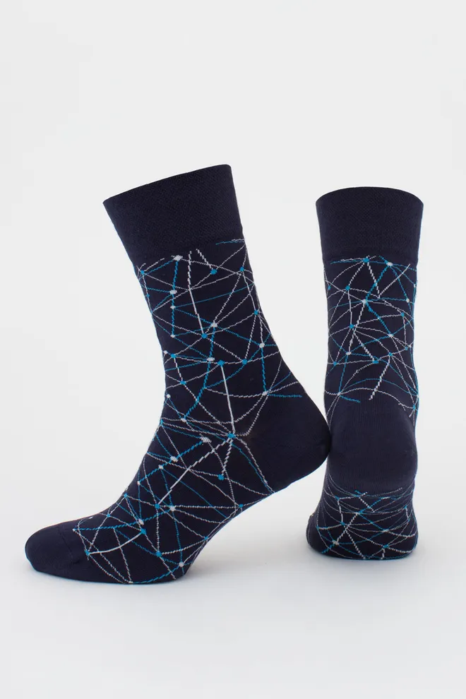 Шкарпетки чоловічі високі з малюнком MS3 BASIC 2402 (navy blazer), синій