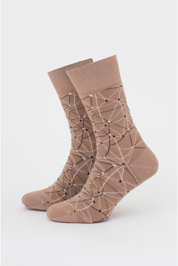 Носки мужские высокие с рисунком MS3 BASIC 2402 (chantarel), бежевый Носки мужские высокие с рисунком MS3 BASIC 2402 (chantarel), бежевый