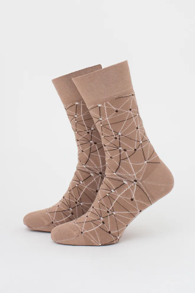 Шкарпетки чоловічі високі з малюнком MS3 BASIC 2402 (chantarel), бежевий