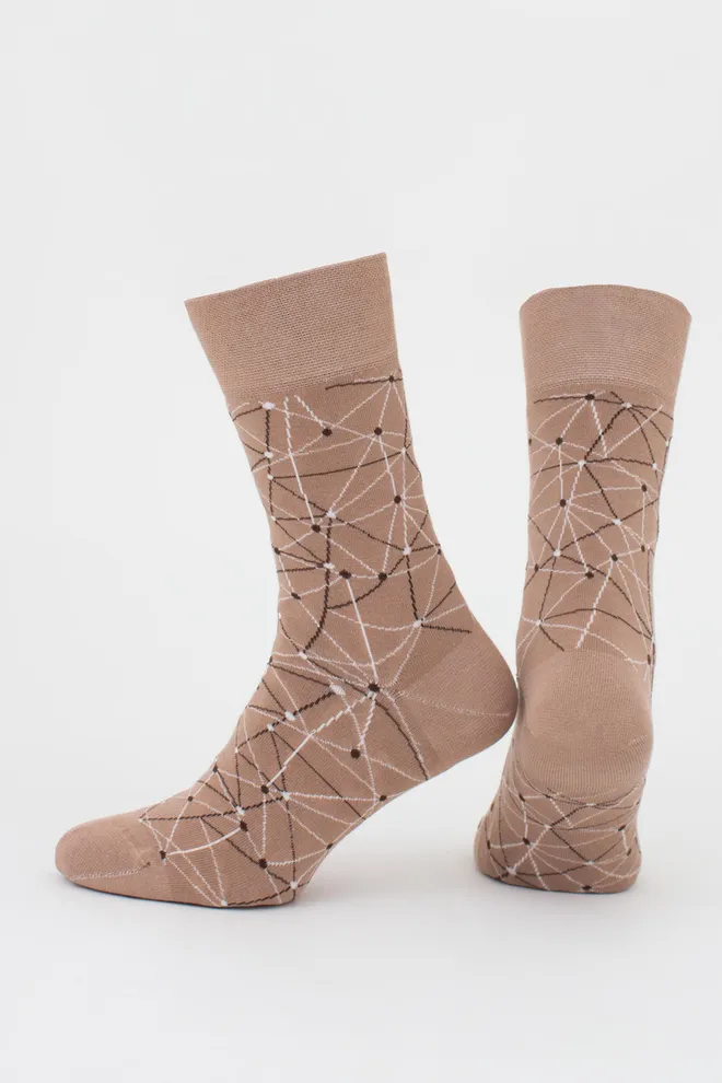 Шкарпетки чоловічі високі з малюнком MS3 BASIC 2402 (chantarel), бежевий