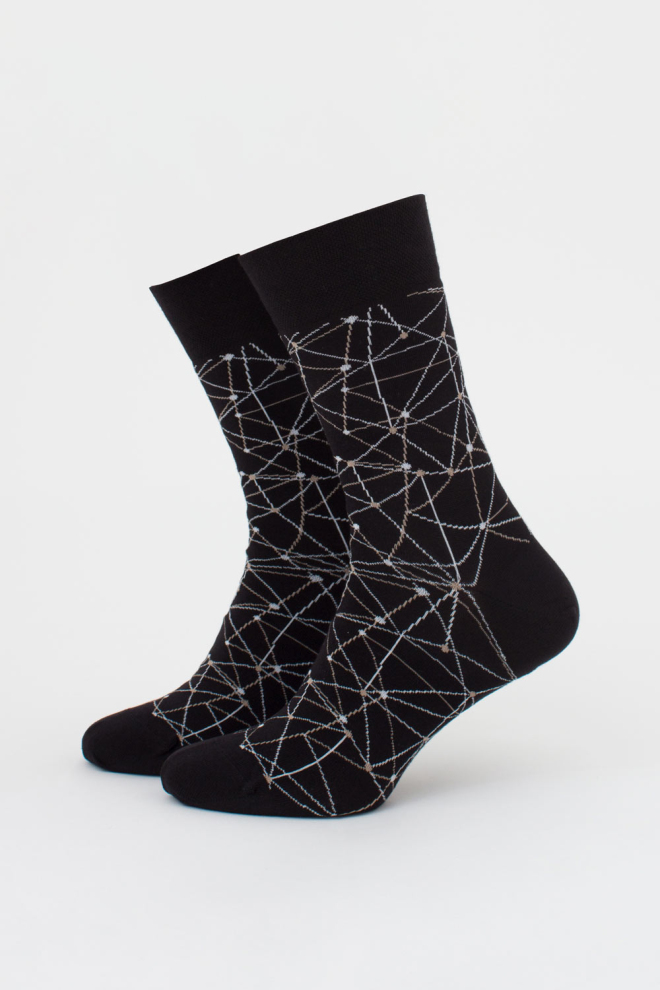 Шкарпетки чоловічі високі з малюнком MS3 BASIC 2402 (black), чорний