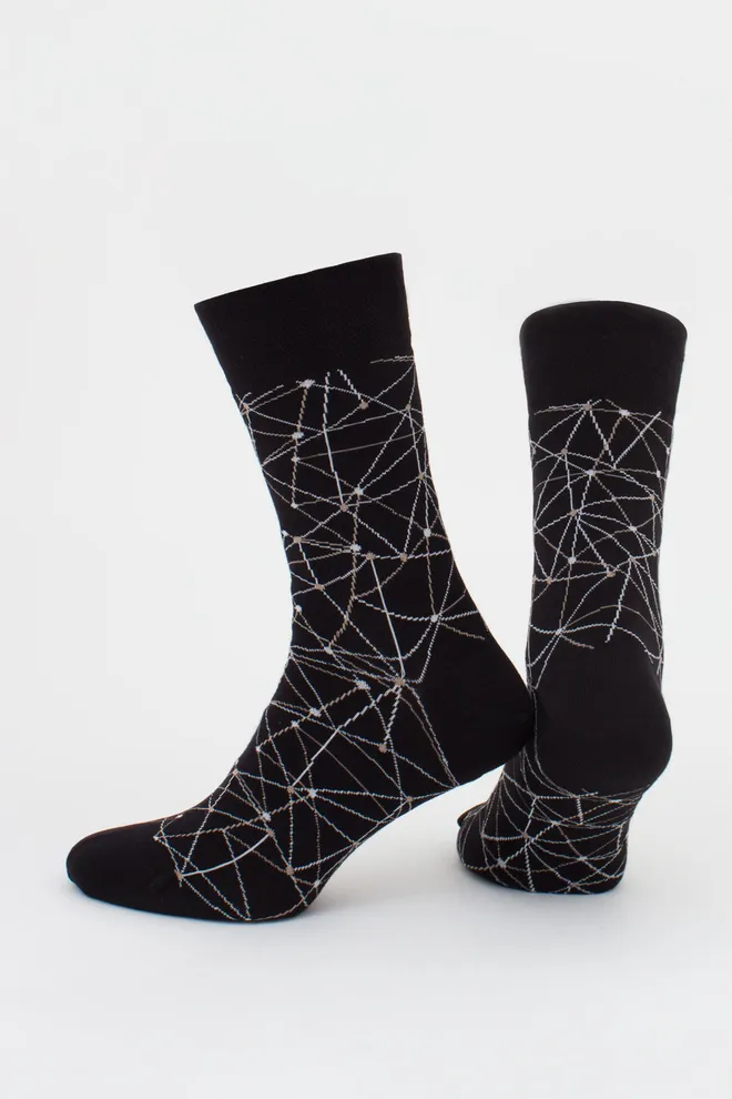 Шкарпетки чоловічі високі з малюнком MS3 BASIC 2402 (black), чорний