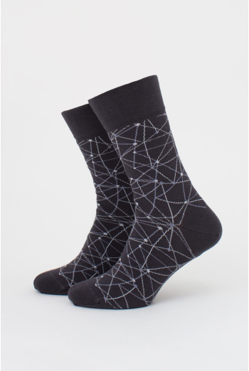Носки мужские высокие с рисунком MS3 BASIC 2402 (iron), серый Носки мужские высокие с рисунком MS3 BASIC 2402 (iron), серый