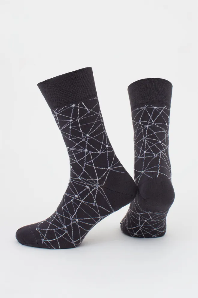 Шкарпетки чоловічі високі з малюнком MS3 BASIC 2402 (iron), сірий