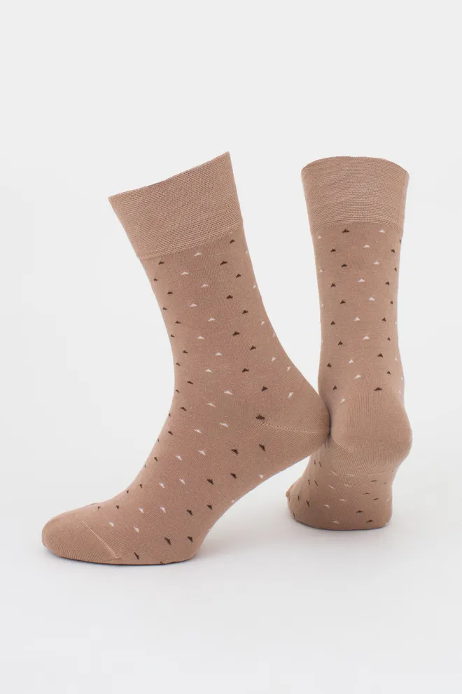 Шкарпетки чоловічі високі з малюнком MS3 BASIC 2401 GIULIA (chantarel), бежевий