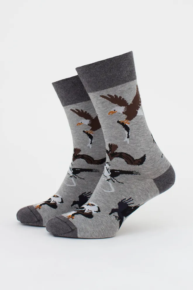 Мужские носки набор из 2 пар (орлы и полоски) MS3 FASHION SET 2 (пак х2) Giulia (dark grey melange/black), серый/черный