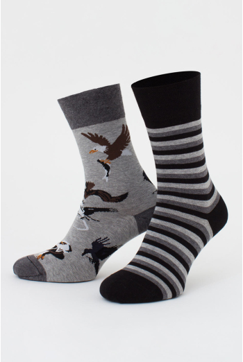 Мужские носки набор из 2 пар (орлы и полоски) MS3 FASHION SET 2 (пак х2) Giulia (dark grey melange/black), серый/черный Мужские носки набор из 2 пар (орлы и полоски) MS3 FASHION SET 2 (пак х2) Giulia (dark grey melange/black), серый/черный