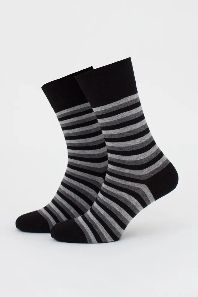 Мужские носки набор из 2 пар (орлы и полоски) MS3 FASHION SET 2 (пак х2) Giulia (dark grey melange/black), серый/черный