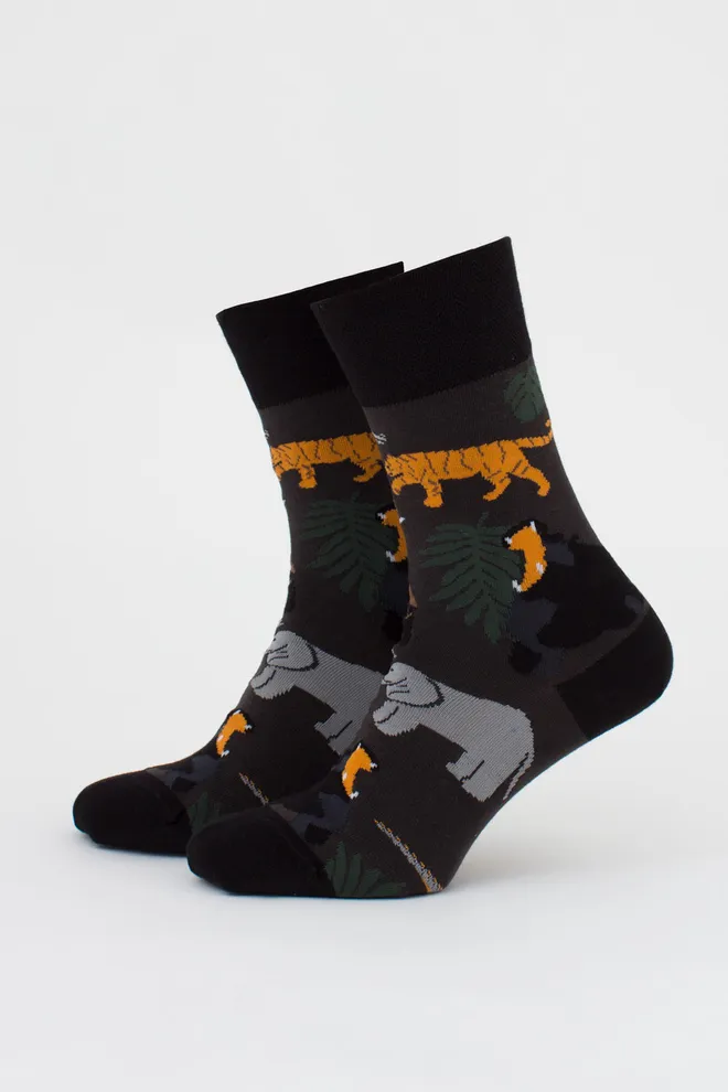 Мужские носки набор из 2 пар (животные и полоски) MS3 FASHION SET 1 (пак х2) Giulia (pirate black/black), черный