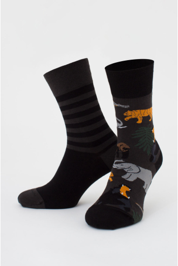 Мужские носки набор из 2 пар (животные и полоски) MS3 FASHION SET 1 (пак х2) Giulia (pirate black/black), черный Мужские носки набор из 2 пар (животные и полоски) MS3 FASHION SET 1 (пак х2) Giulia (pirate black/black), черный