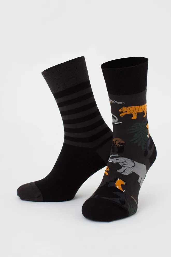 Мужские носки набор из 2 пар (животные и полоски) MS3 FASHION SET 1 (пак х2) Giulia (pirate black/black), черный