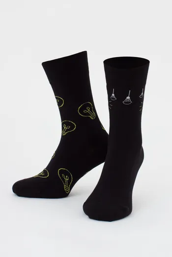 Чоловічі шкарпетки з лампочками, набір з 2 пар MS3 FASHION SET 5 (пак х2) Giulia (black), чорний