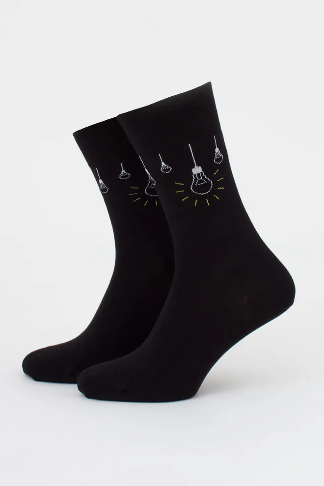 Мужские носки с лампочками, набор из 2 пар MS3 FASHION SET 5 (пак х2) Giulia (black), черный