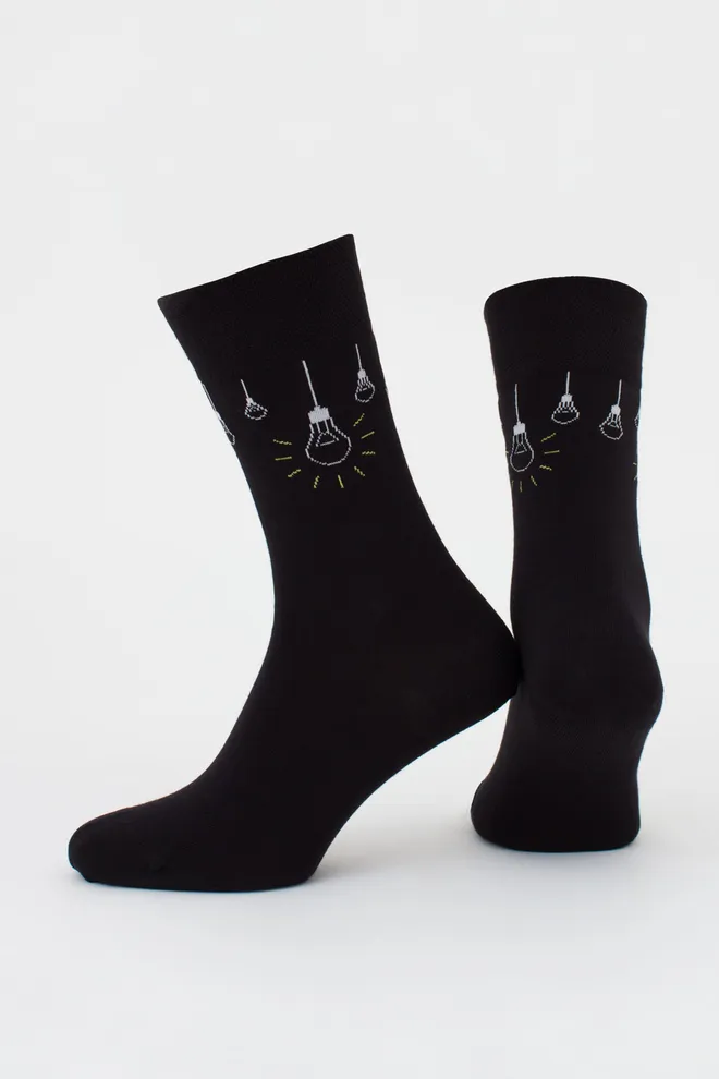 Мужские носки с лампочками, набор из 2 пар MS3 FASHION SET 5 (пак х2) Giulia (black), черный