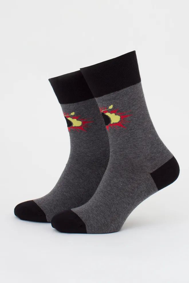 Чоловічі шкарпетки з бомбочками, набір з 2 пар MS3 FASHION SET 4 (пак х2) Giulia (dark grey melange), сірий