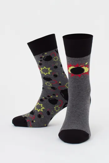 Чоловічі шкарпетки з бомбочками, набір з 2 пар MS3 FASHION SET 4 (пак х2) Giulia (dark grey melange), сірий