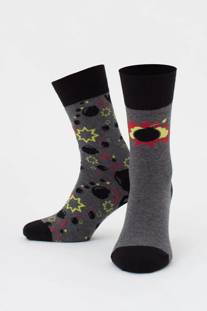 Чоловічі шкарпетки з бомбочками, набір з 2 пар MS3 FASHION SET 4 (пак х2) Giulia (dark grey melange), сірий