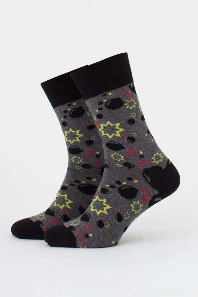 Чоловічі шкарпетки з бомбочками, набір з 2 пар MS3 FASHION SET 4 (пак х2) Giulia (dark grey melange), сірий