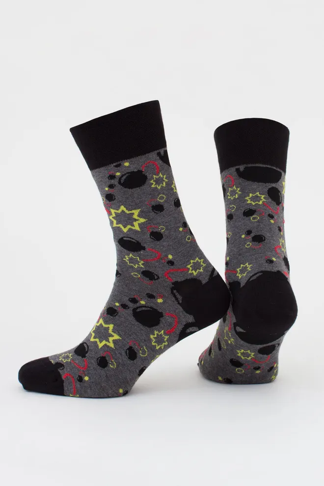 Чоловічі шкарпетки з бомбочками, набір з 2 пар MS3 FASHION SET 4 (пак х2) Giulia (dark grey melange), сірий