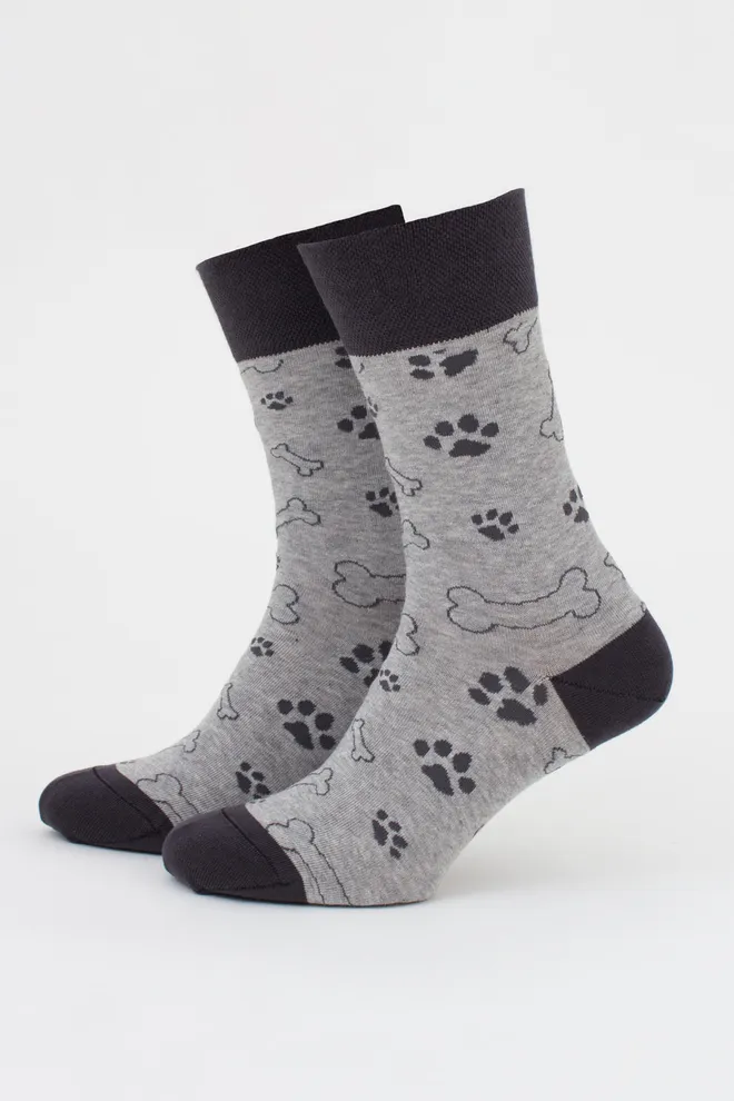 Мужские носки набор из 2 пар (собачки и косточки) MS3 FASHION SET 3 (пак х2) Giulia (iron/light grey melange), серый/светло-серый