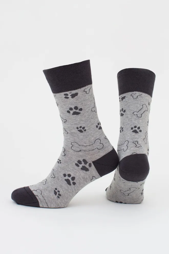 Мужские носки набор из 2 пар (собачки и косточки) MS3 FASHION SET 3 (пак х2) Giulia (iron/light grey melange), серый/светло-серый