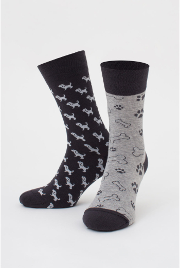 Мужские носки набор из 2 пар (собачки и косточки) MS3 FASHION SET 3 (пак х2) Giulia (iron/light grey melange), серый/светло-серый Мужские носки набор из 2 пар (собачки и косточки) MS3 FASHION SET 3 (пак х2) Giulia (iron/light grey melange), серый/светло-серый