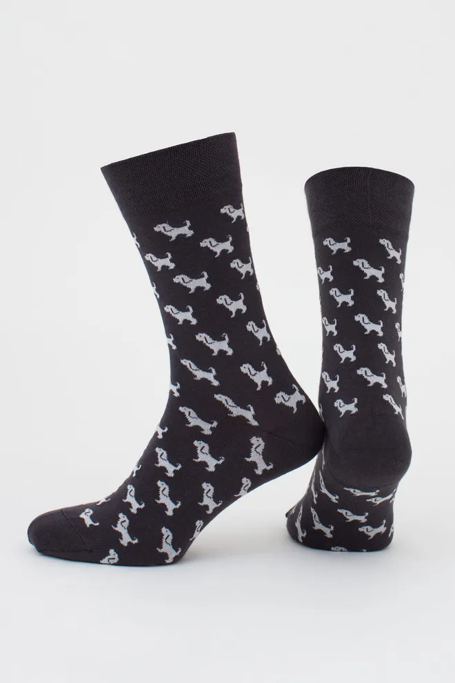 Мужские носки набор из 2 пар (собачки и косточки) MS3 FASHION SET 3 (пак х2) Giulia (iron/light grey melange), серый/светло-серый