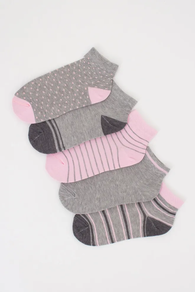 Жіночі шкарпетки набір з 5 пар WS2 SET 6  (pearl/light grey melange/dark grey melange), рожевий/сірий