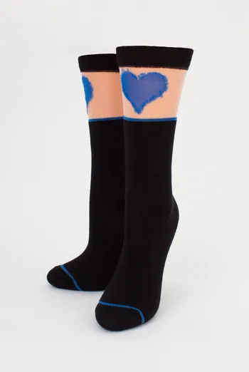 Дитячі гольфи з сердечком на прозорій вставці KG1 CRISTAL 007 Giulia (nero/blue), чорний/синій Дитячі гольфи з сердечком на прозорій вставці KG1 CRISTAL 007 Giulia (nero/blue), чорний/синій