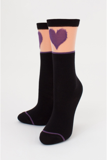 Детские гольфы с сердечком на прозрачной вставке KG1 CRISTAL 007 Giulia (nero/violet), черный/фиолетовый Детские гольфы с сердечком на прозрачной вставке KG1 CRISTAL 007 Giulia (nero/violet), черный/фиолетовый