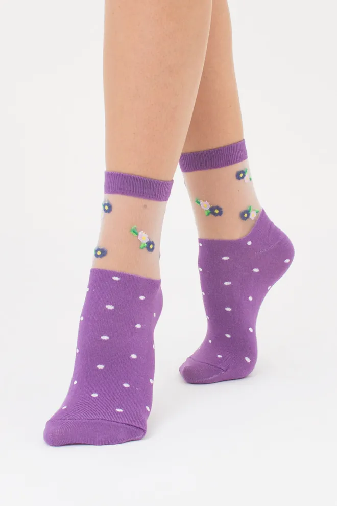 Шкарпетки жіночі з прозорою ниткою WSM-015 Giulia (lavander), фіолетовий