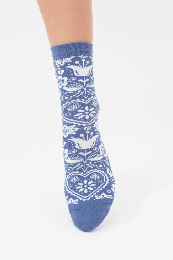 Жіночі високі шкарпетки з орнаментом WS3 BRIGHT 2406 Giulia (jeans), синій