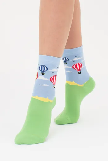 Шкарпетки жіночі з малюнком повітряних куль WS3 BRIGHT 2413 Giulia (baby blue), блакитний