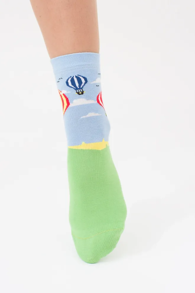 Шкарпетки жіночі з малюнком повітряних куль WS3 BRIGHT 2413 Giulia (baby blue), блакитний
