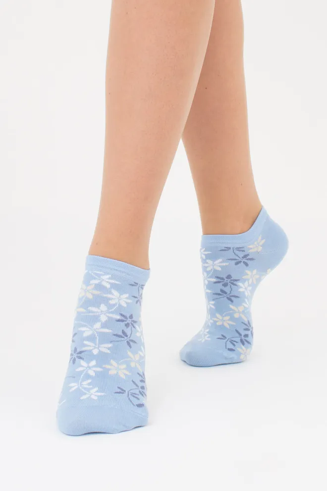 Шкарпетки жіночі 2 пари (горошок і квітковий візерунок) WS1 FASHION SET 2407 (пак х2) Giulia (baby blue), блакитний