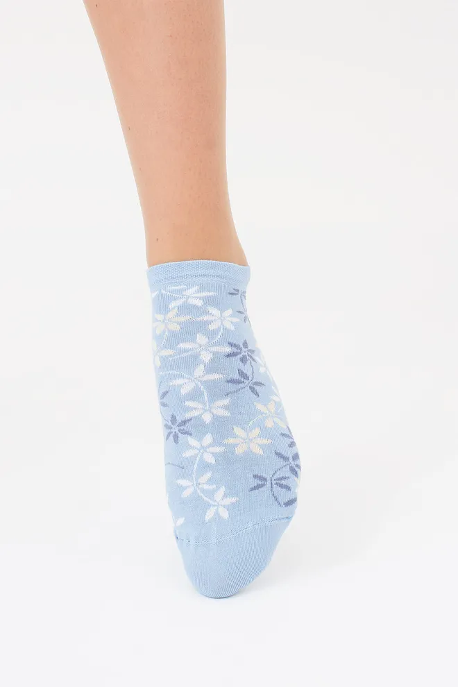 Шкарпетки жіночі 2 пари (горошок і квітковий візерунок) WS1 FASHION SET 2407 (пак х2) Giulia (baby blue), блакитний