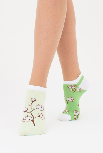 Набор из 2-х пар женских носков с веточкой хлопка WS1 FASHION SET 2403 (пак х2) Giulia (green), зеленый Набор из 2-х пар женских носков с веточкой хлопка WS1 FASHION SET 2403 (пак х2) Giulia (green), зеленый