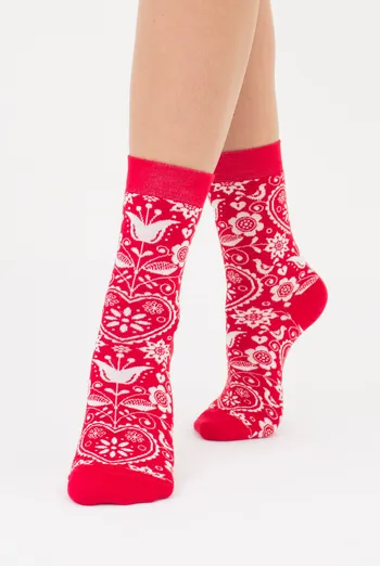 Женские высокие носки с орнаментом WS3 BRIGHT 2406 Giulia (red), красный Женские высокие носки с орнаментом WS3 BRIGHT 2406 Giulia (red), красный