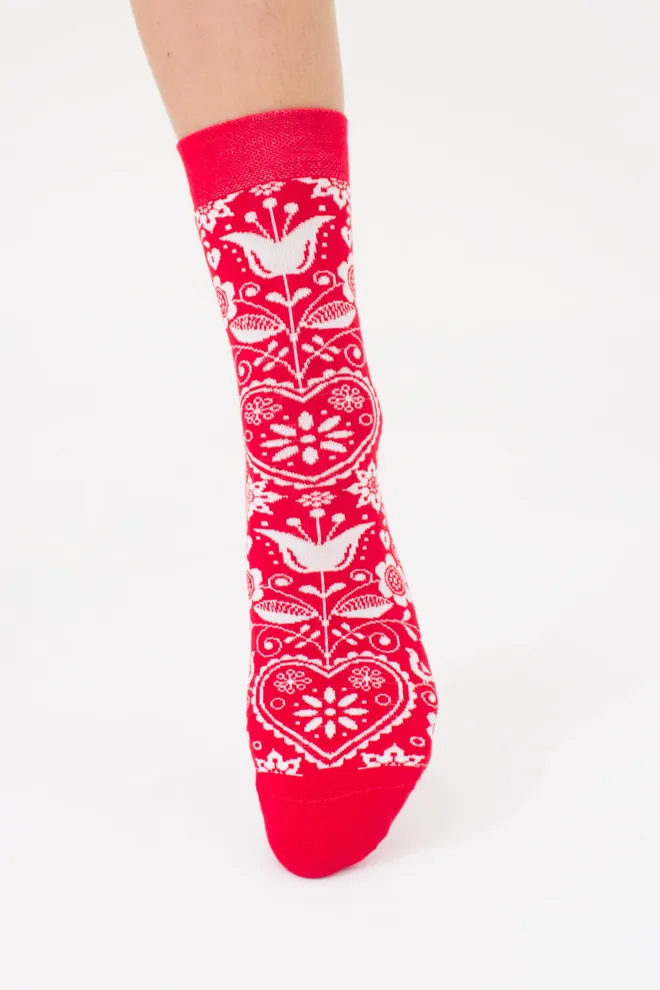 Жіночі високі шкарпетки з орнаментом WS3 BRIGHT 2406 Giulia (red), червоний
