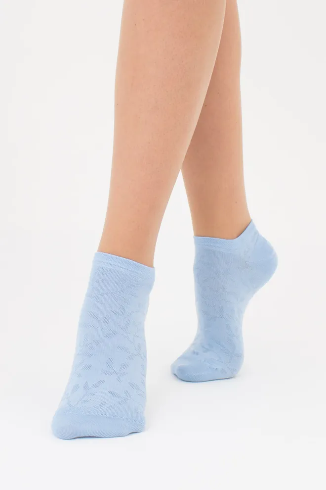 Шкарпетки жіночі з квітковим візерунком 2 пари WS1 FASHION SET 2406 (пак х2) Giulia (jeans), синій
