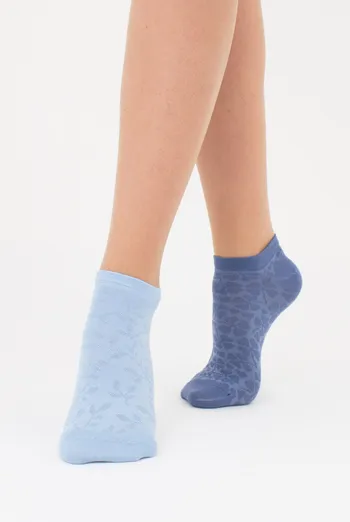 Шкарпетки жіночі з квітковим візерунком 2 пари WS1 FASHION SET 2406 (пак х2) Giulia (jeans), синій