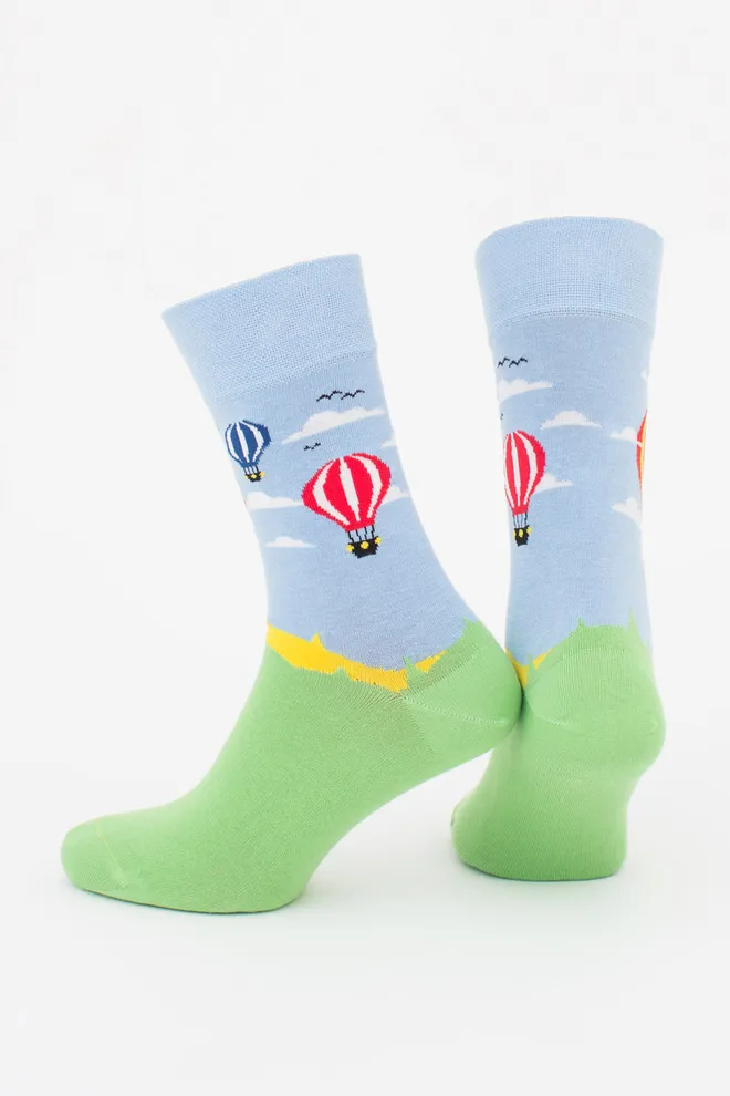 Чоловічі шкарпетки з малюнком повітряних куль MS3 BRIGHT 2406 Giulia (baby blue), блакитний