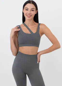 Бесшовный топ с асимметричными бретелями TOP RIB CO GIULIA x Lichi by Lichi (graphite), серый Бесшовный топ с асимметричными бретелями TOP RIB CO GIULIA x Lichi by Lichi (graphite), серый