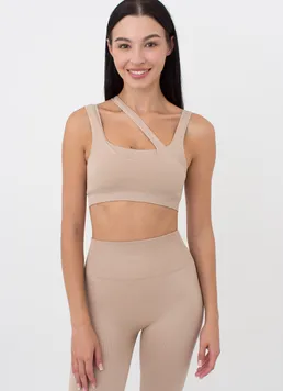 Бесшовный топ с асимметричными бретелями TOP RIB CO GIULIA x Lichi by Lichi (nude), бежевый