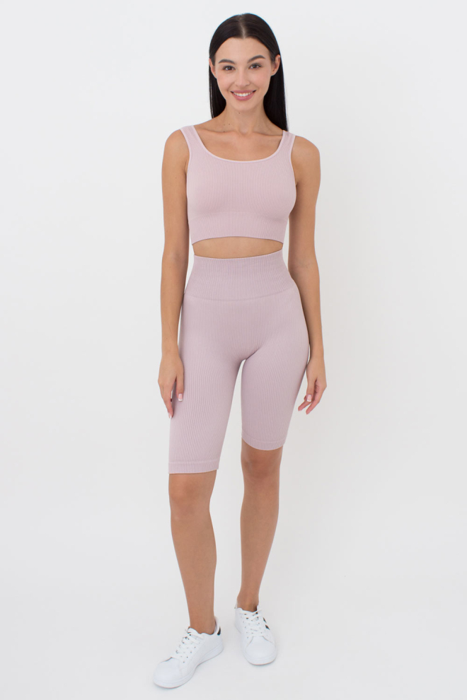Бесшовный топ в рубчик на широких бретелях TOP RIB Giulia (burnished lilac), розовый