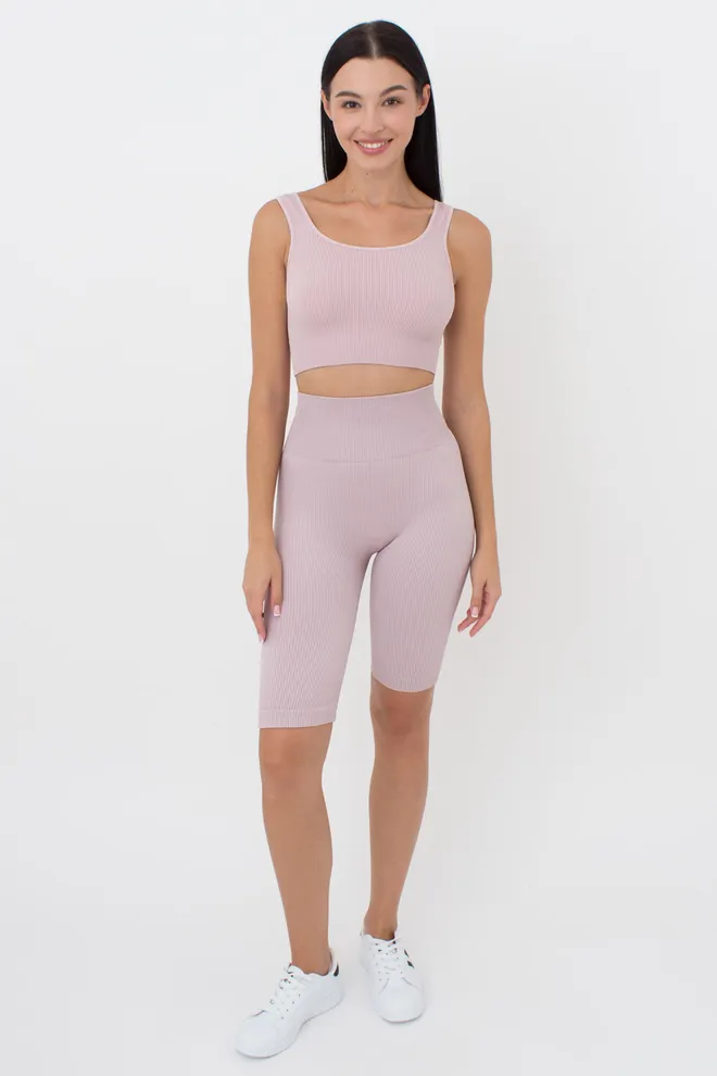 Безшовний топ в рубчик на широких бретелях TOP RIB Giulia (burnished lilac), рожевий