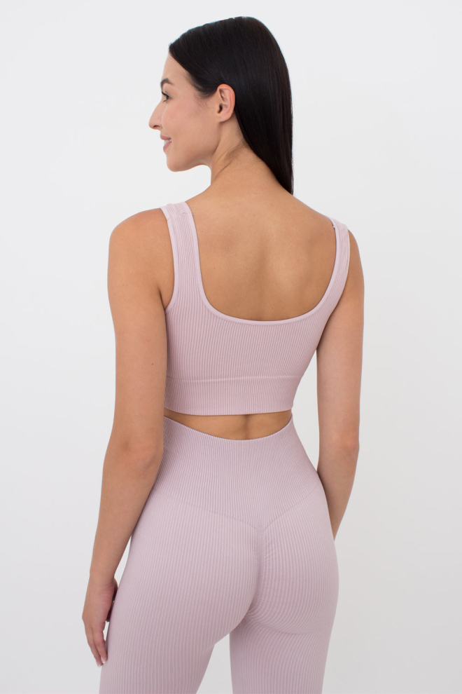 Бесшовный топ в рубчик на широких бретелях TOP RIB Giulia (burnished lilac), розовый