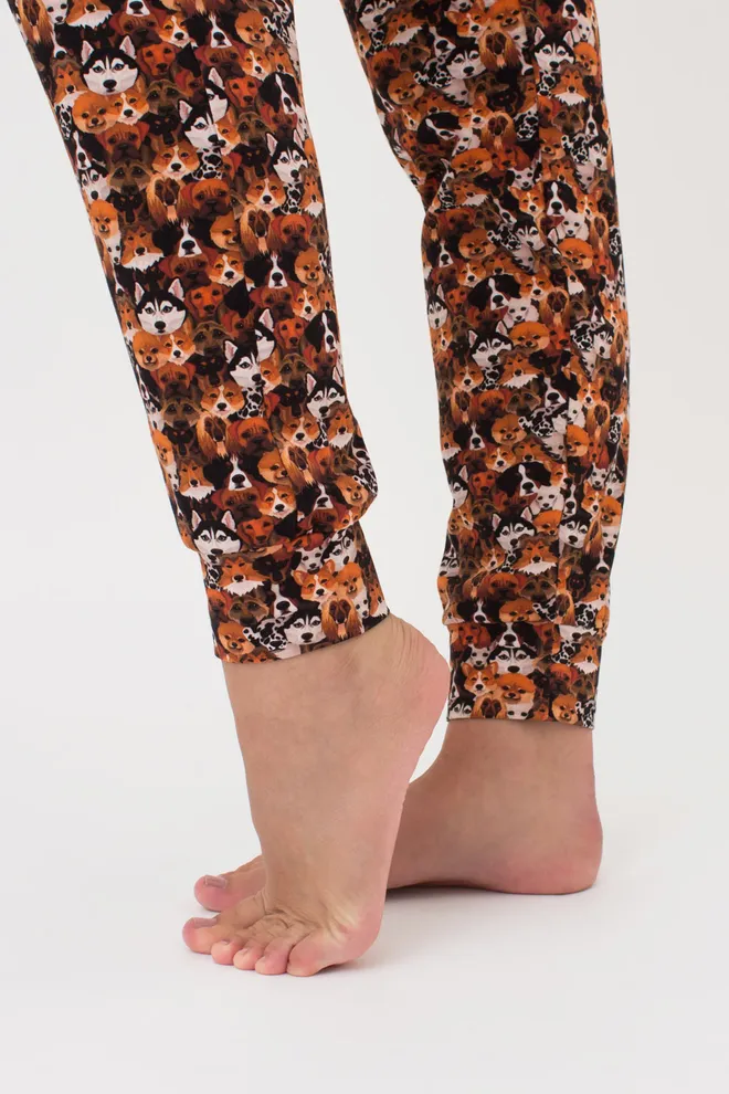 Жіноча піжама зі штанами на манжетах FUNKY DOGS 5339/010 Giulia (creamy beige/dog), бежевий